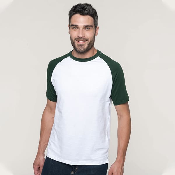 Kariban Herr Kortärmad Baseball T-Shirt M Vit/Forest White/Forest M