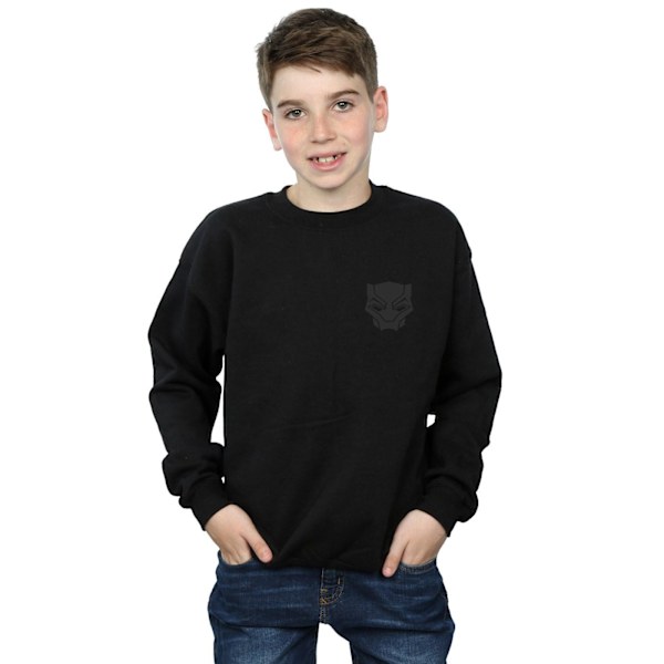 Marvel Boys Black Panther Black On Black Chest Print Sweatshirt Black 7-8 Years