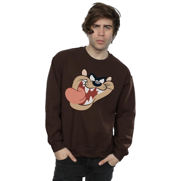 Looney Tunes Herr Tasmanian Devil Ansikte Sweatshirt L Choklad Chocolate L