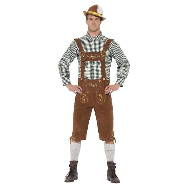 Smiffys Herr Deluxe Traditionell Hans Bayersk Kostymset M Bro Brown/Black/White M