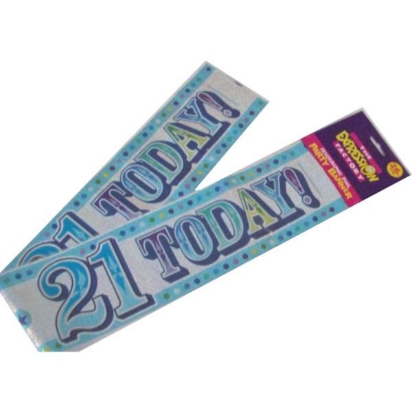 Expression Factory 21 Today Holografisk Födelsedagsbann One Siz Blue/Silver One Size