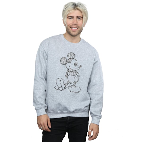 Disney Herr Mickey Mouse Sketch Kick Sweatshirt 4XL Sports Grey Sports Grey 4XL