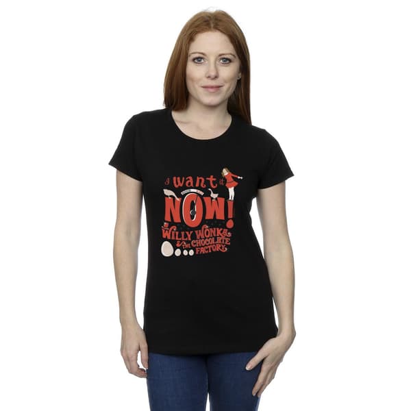 Willy Wonka Dam/Damer Verruca Salt I Want It Now Bomull T-S Black L
