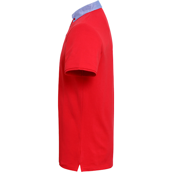Asquith & Fox Herr Chambray Button Down Krage Polo M Röd/Denim Red/Denim M