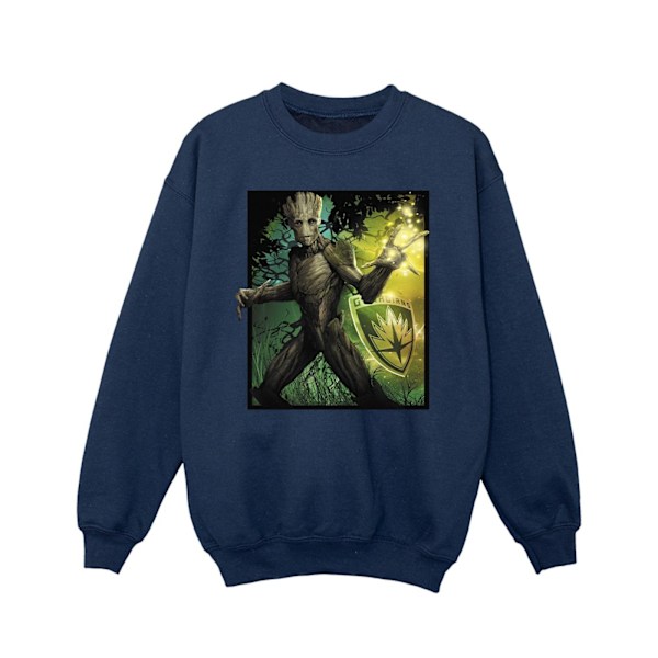 Marvel Girls Guardians Of The Galaxy Groot Forest Energy Sweatshirt Navy Blue 5-6 Years