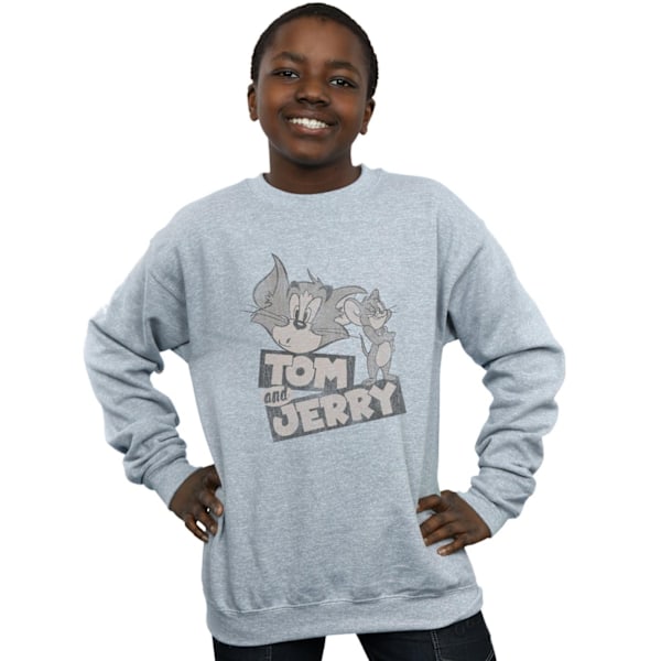 Tom And Jerry Boys Cartoon Wink Sweatshirt 7-8 År Sports Grå Sports Grey 7-8 Years