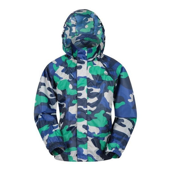 Mountain Warehouse Barnjacka för barn/barn Pakka Camo Vattentät Blue 3-4 Years