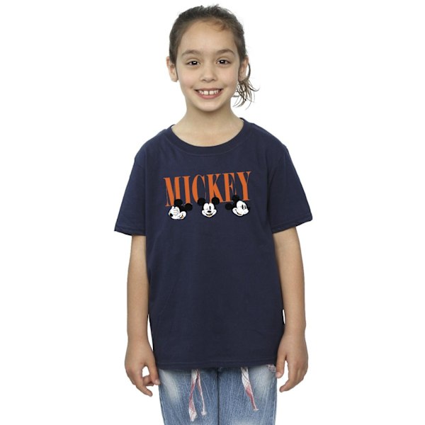 Disney Girls Mickey Mouse Faces Bomull T-shirt 5-6 år Marinblå B Navy Blue 5-6 Years