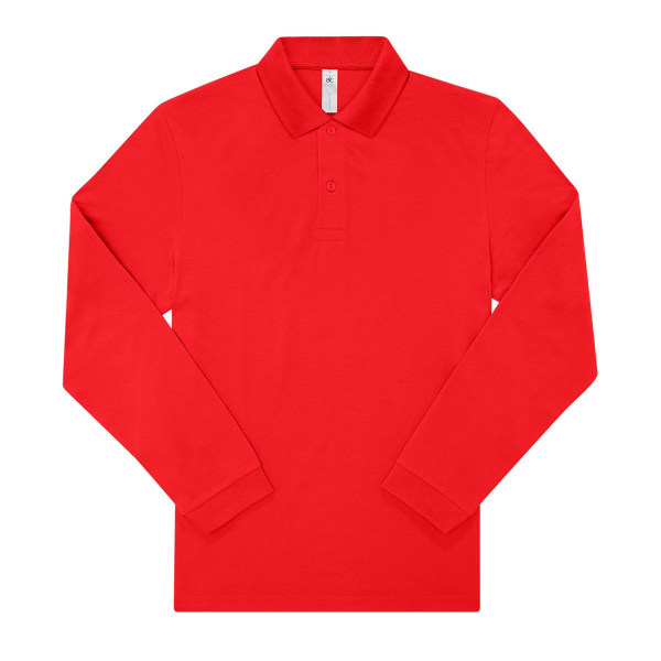 B&C Herr My Long-Sleeved Polo Shirt XXL Röd Red XXL
