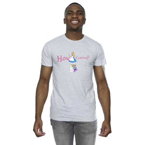 Disney Mens Alice In Wonderland How Curious T-Shirt XL Sports G Sports Grey XL