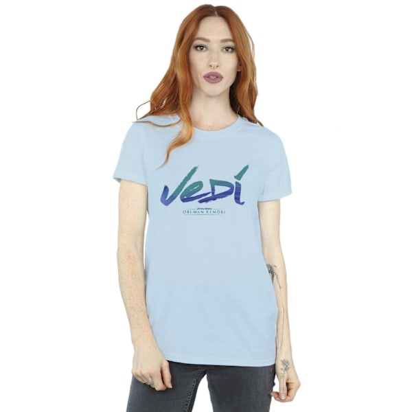 Star Wars Dam/Damer Obi-Wan Kenobi Jedi Målad Font Bomull Baby Blue M