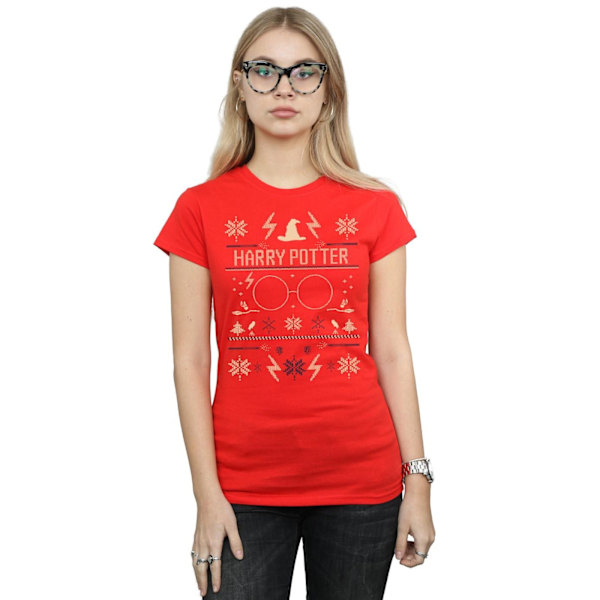 Harry Potter Dam/Damjul Julmönstrad Bomull T-shirt S Röd Red S