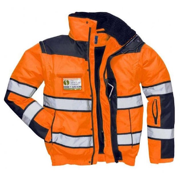 Portwest Herr Klassisk Bomberjacka i Hög Synlighet för Alla Väder Orange/ Black S