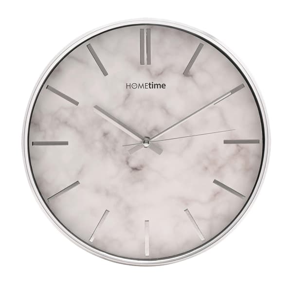 Hometime Slim Line Väggklocka med Marmormönster 31cm - Silver One Silver One Size