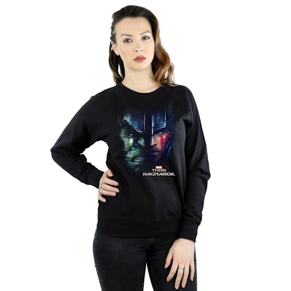 Marvel Dam/Kvinnor Thor Ragnarok Hulk Split Face Sweatshirt M Black M