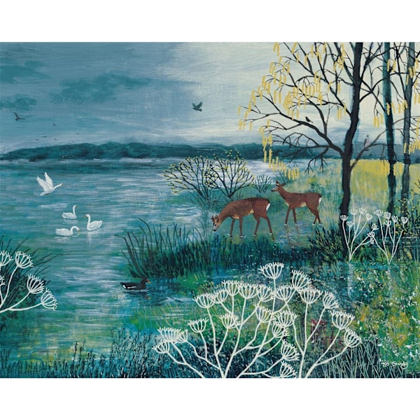 Jo Grundy Den förtrollade sjön Canvas Print 80cm x 60cm Blå/Vit Blue/White/Brown 80cm x 60cm
