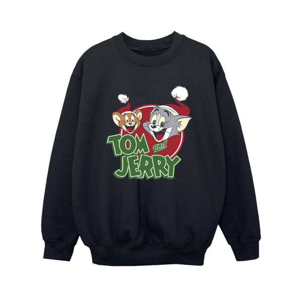 Tom And Jerry Boys Christmas Hat Logo Sweatshirt 7-8 Years Blac Black 7-8 Years