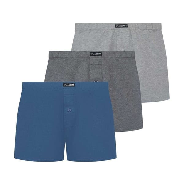 Lyle & Scott Herrars Enfärgade Jersey Stickade Boxershorts (3-pack) S Grey/Blue S