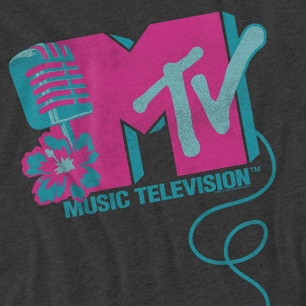 MTV Unisex Vuxen Mikrofon Logotyp T-shirt L Gråmelerad Charcoal L