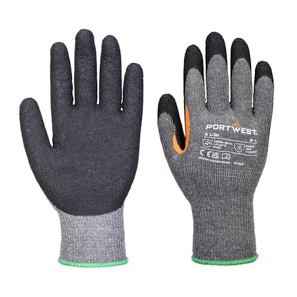 Portwest Unisex Vuxen Förstärkt Tummekil Latex Grepphandske Grey/Black XL
