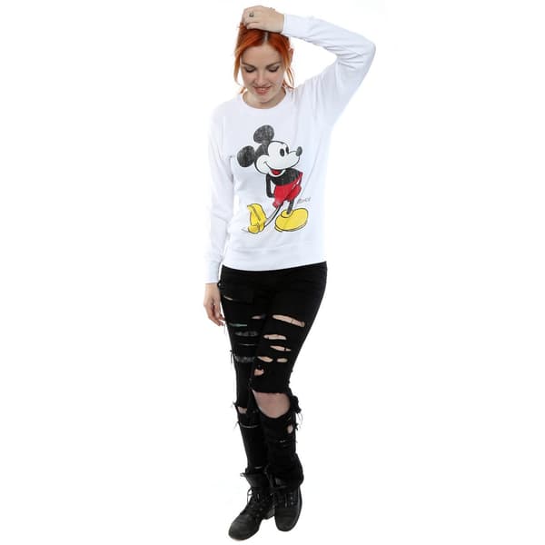Disney Dam/Kvinnor Mickey Mouse Classic Kick Sweatshirt S Vit White S