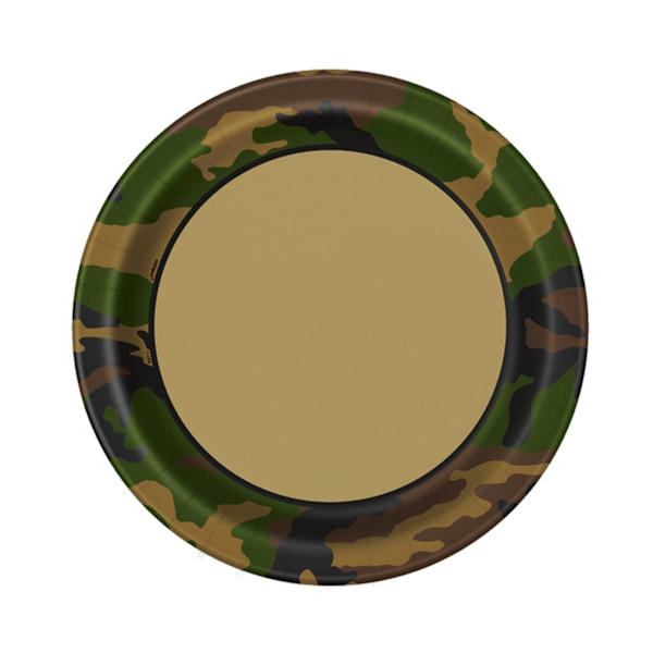 Unika festliga militärkamouflage 9-tums papperstallrikar (förpackning om 8) 9 tum Green Camo 9 inch