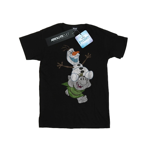 Disney Boys Frozen Olaf And Troll T-Shirt 5-6 År Svart Black 5-6 Years