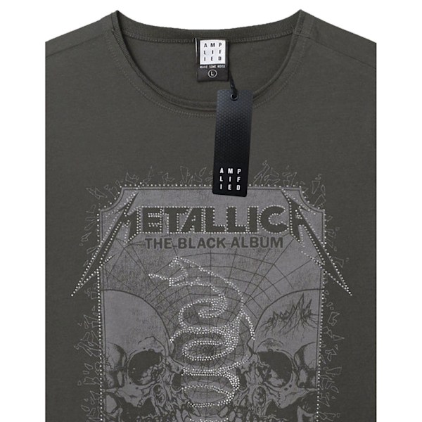 Amplified Mens The Black Album Metallica Diamante T-Shirt M Cha Charcoal M