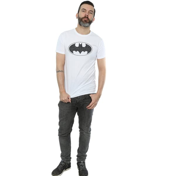 DC Comics Herr Batman Enfärgad Logotyp T-Shirt S Vit White S