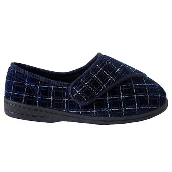 Zedzzz herr George touch-fastening check velour tofflor 7 UK N Navy Blue 7 UK