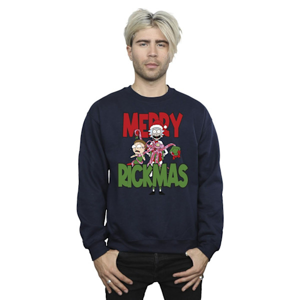 Rick And Morty Herr Merry Rickmas Sweatshirt XL Marinblå Navy Blue XL