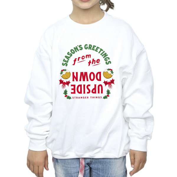 Netflix Girls Stranger Things Upside Down Seasons Greetings Sweatshirt White 9-11 Years