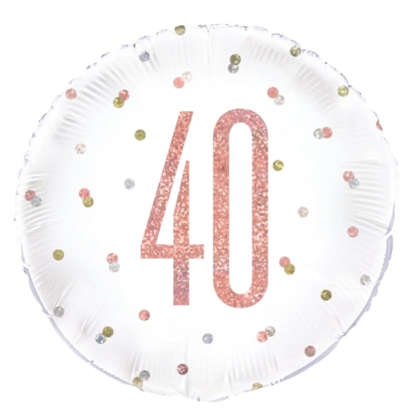 Unik fest rund 40-årsdag folieballong en storlek vit/roséguld White/Rose Gold One Size