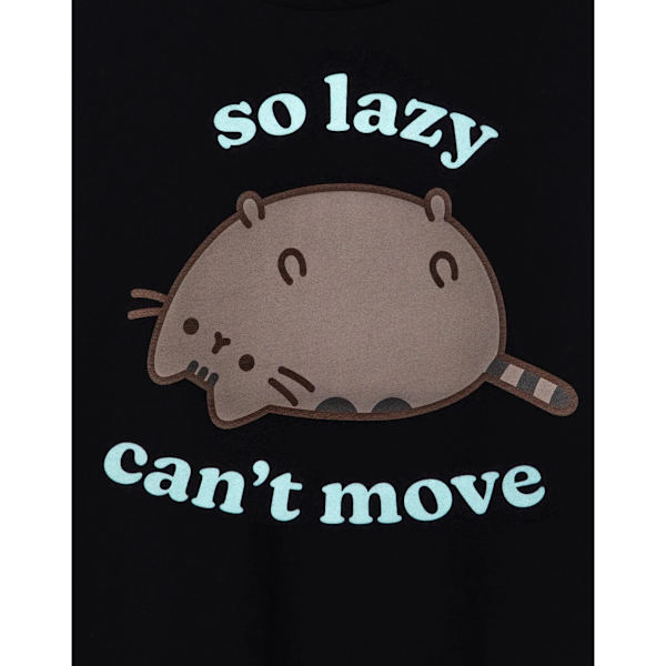 Pusheen Dam/Kvinnor Så Lat Kan Inte Flytta T-Shirt M Svart/Pastell Black/Pastel Blue M