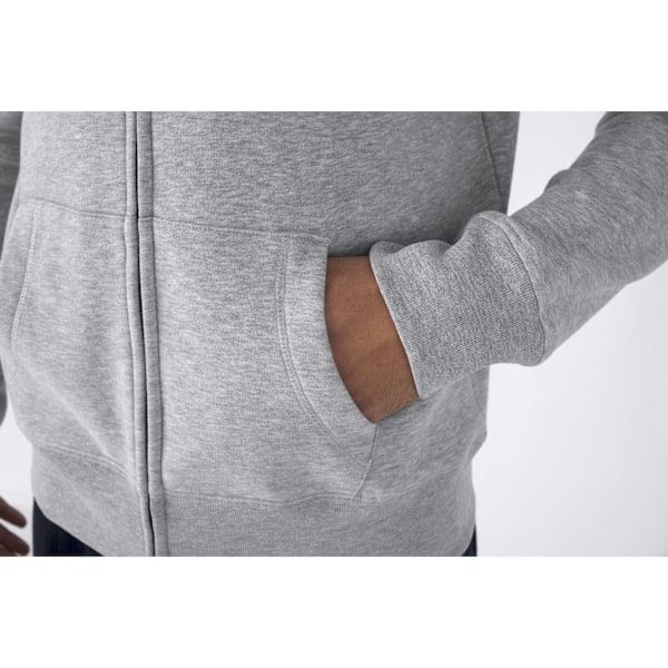 B&C Herr Full Zip Hoodie M Grå Melering Grey Heather M