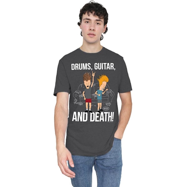 Beavis & Butthead Unisex Vuxen Trummor Gitarr & Död T-Shirt XL Charcoal XL