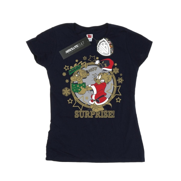 Tom And Jerry, dam/dam julöverraskning T-shirt bomull X Navy Blue XXL