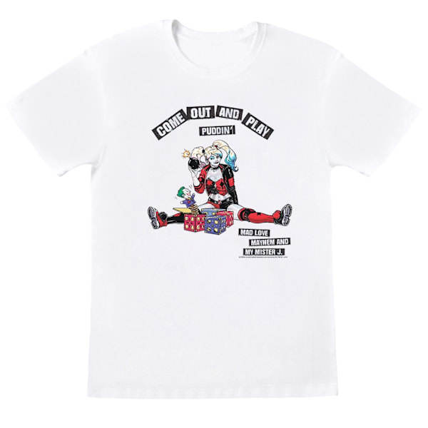 DC Comics Girls Harley Quinn Come Out And Play Bomull T-shirt 7 White 7-8 Years