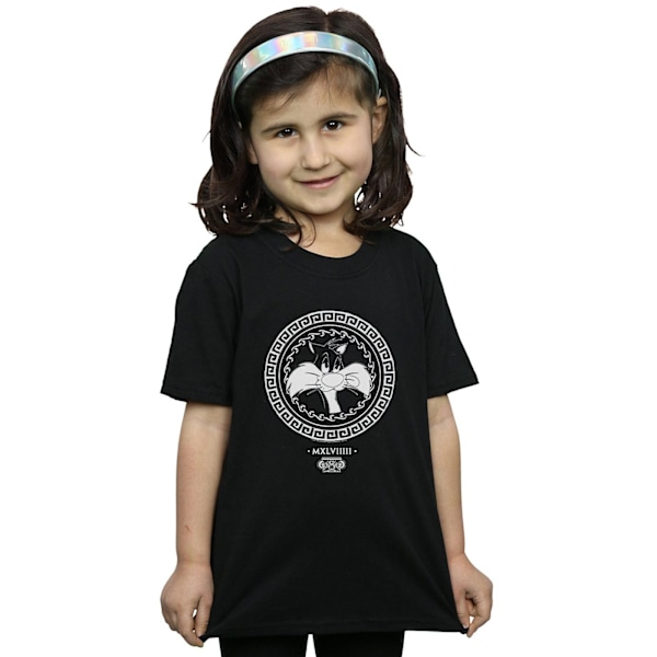 Looney Tunes Girls Sylvester Greek Circle Bomull T-shirt 7-8 år Black 7-8 Years