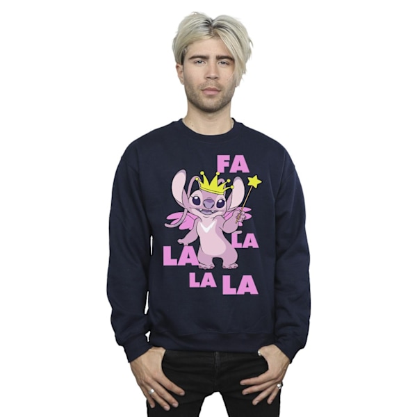 Disney Herr Lilo & Stitch Angel Fa La La Sweatshirt S Marinblå Navy Blue S