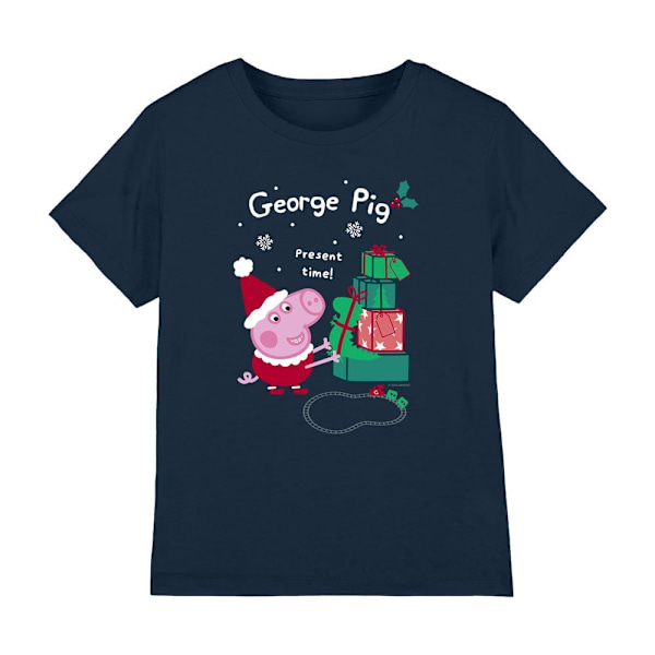 Greta Gris Barn/Kids George Pig Present Jul T-Shirt 3 Navy 3-4 Years