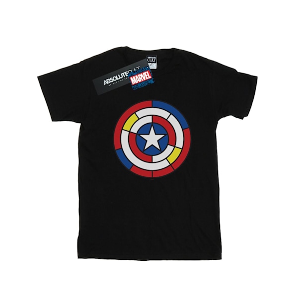 Marvel Herr Captain America Glasmålning Sköld T-shirt M Svart Black M