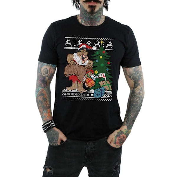 The Flintstones Herr Jul Fair Isle T-shirt 3XL Svart Black 3XL