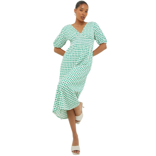 Dorothy Perkins Midi-klänning för kvinnor/damer, hjärtan med rynkad midja 1 Green 16 UK