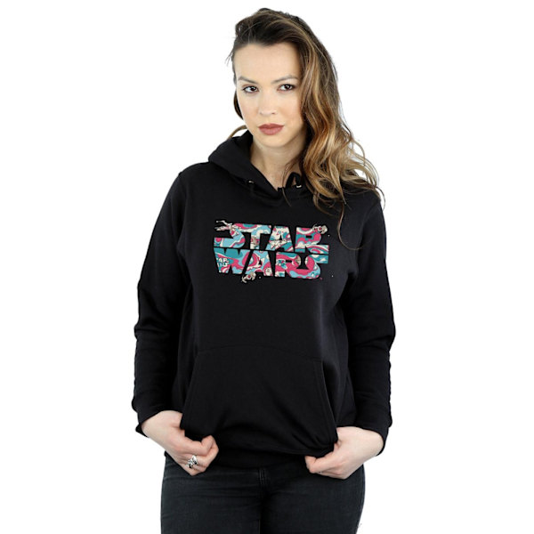 Star Wars Dam/Damer Wavy Ship Logo Hoodie L Svart Black L