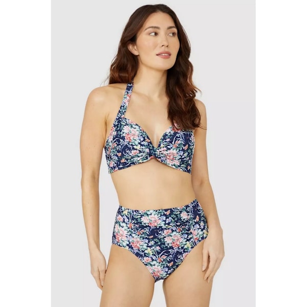 Debenhams Dam/Damer Blommig Icke-Bygel Bikinitopp 14 UK Marinblå Navy 14 UK