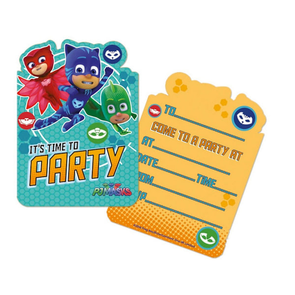 PJ Masks It´s Time To Party Inbjudningar (Paket med 6) En Storlek Mu Multicoloured One Size