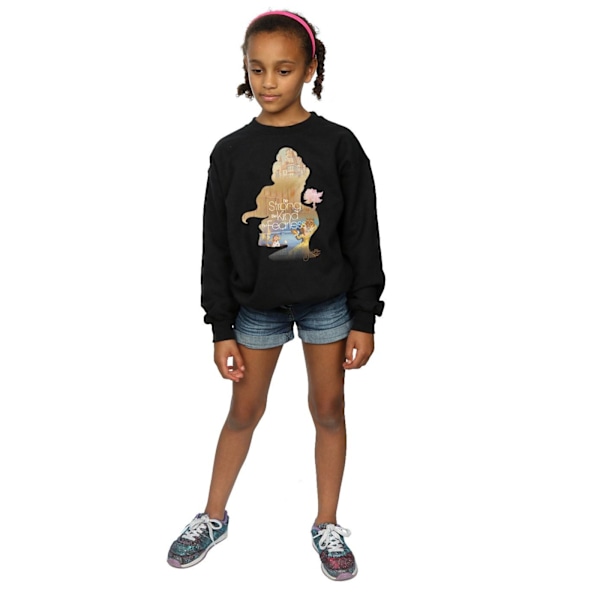 Disney Princess Girls Belle Filled Silhouette Sweatshirt 7-8 år Black 7-8 Years