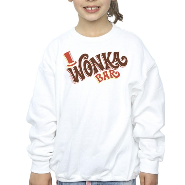 Willy Wonka Girls Bar Logo Sweatshirt 12-13 år Vit White 12-13 Years