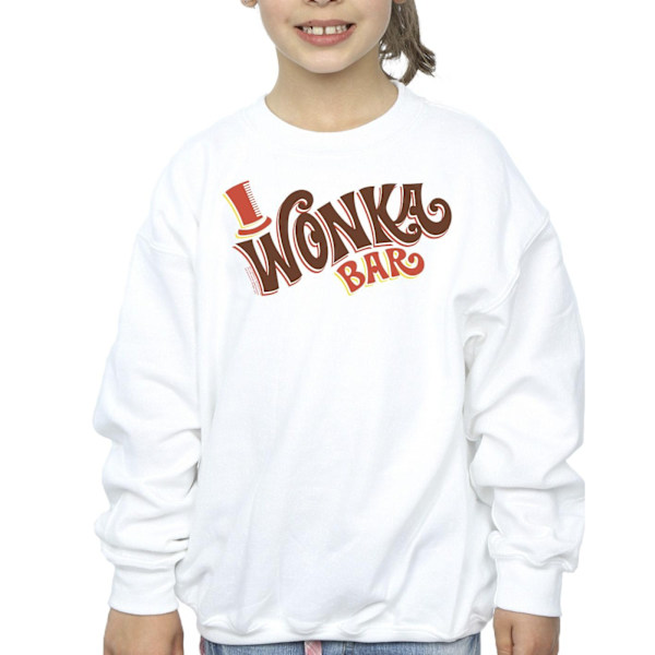 Willy Wonka Girls Bar Logo Sweatshirt 9-11 år Vit White 9-11 Years